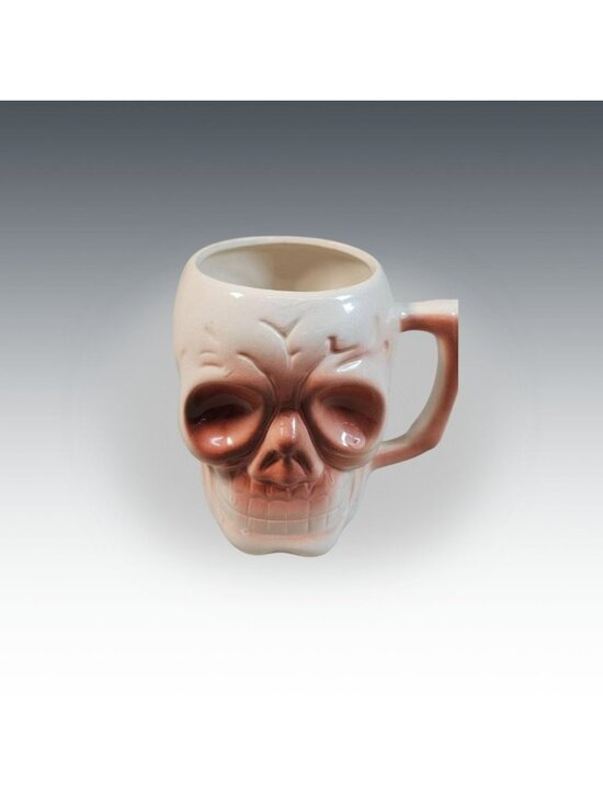 vintage Other - Vintage Ceramic Skull Mug Brown Pink Airbrush Glaze Halloween Gothic Decor